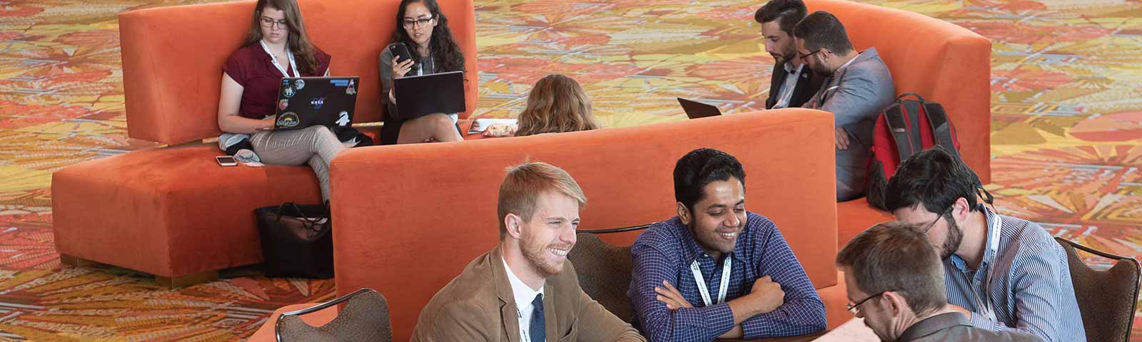 Students talking at conference