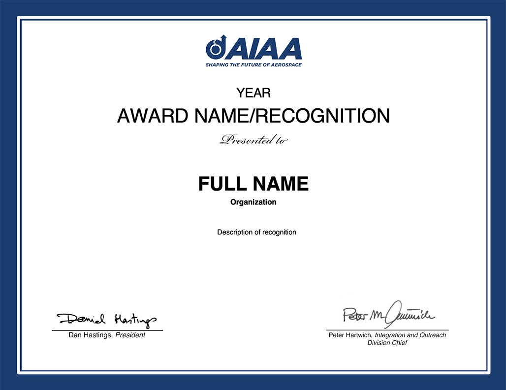 AIAA IOCs Award Certificate Template