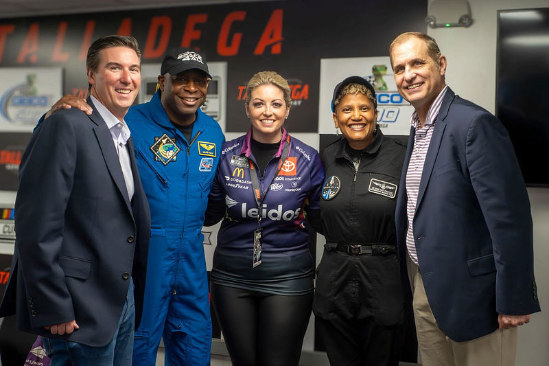 AIAA VP of Revenue Development, Marketing and Communications Brian Talbot (far left) at Talladega Super Speedway during Space4All, Sunday, April 21, 2024