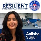 AIAA and Club for the Future Award 2026 Resilient Student Scholarship to Aalisha Sugur